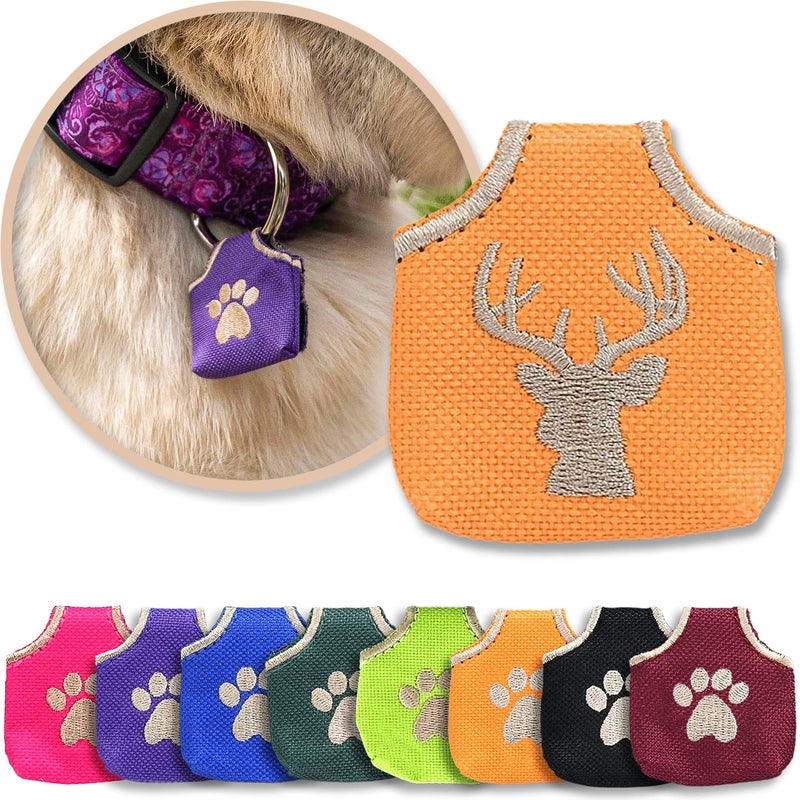 Woofhoofâ€™s Dog Tag Silencer, Quiets Dog ID Tags, for Dogs and Cats, Orange Deer Head, 1.75 x 1.75 x .25 - Image 1